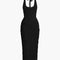 Sheer Ruffle Texture Halter Backless Maxi Dress