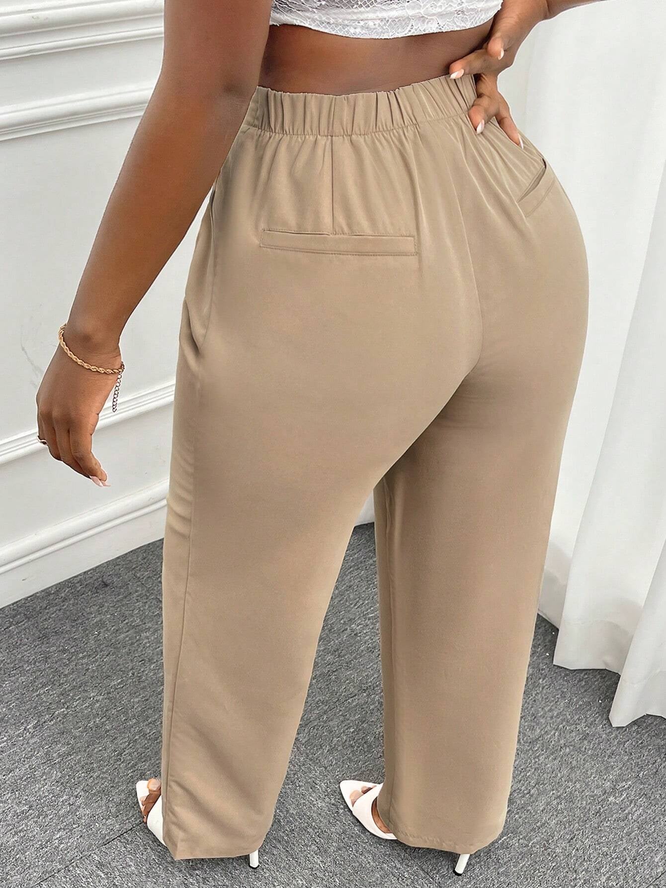 Slaydiva Solid Slant Pocket Straight Leg Pants