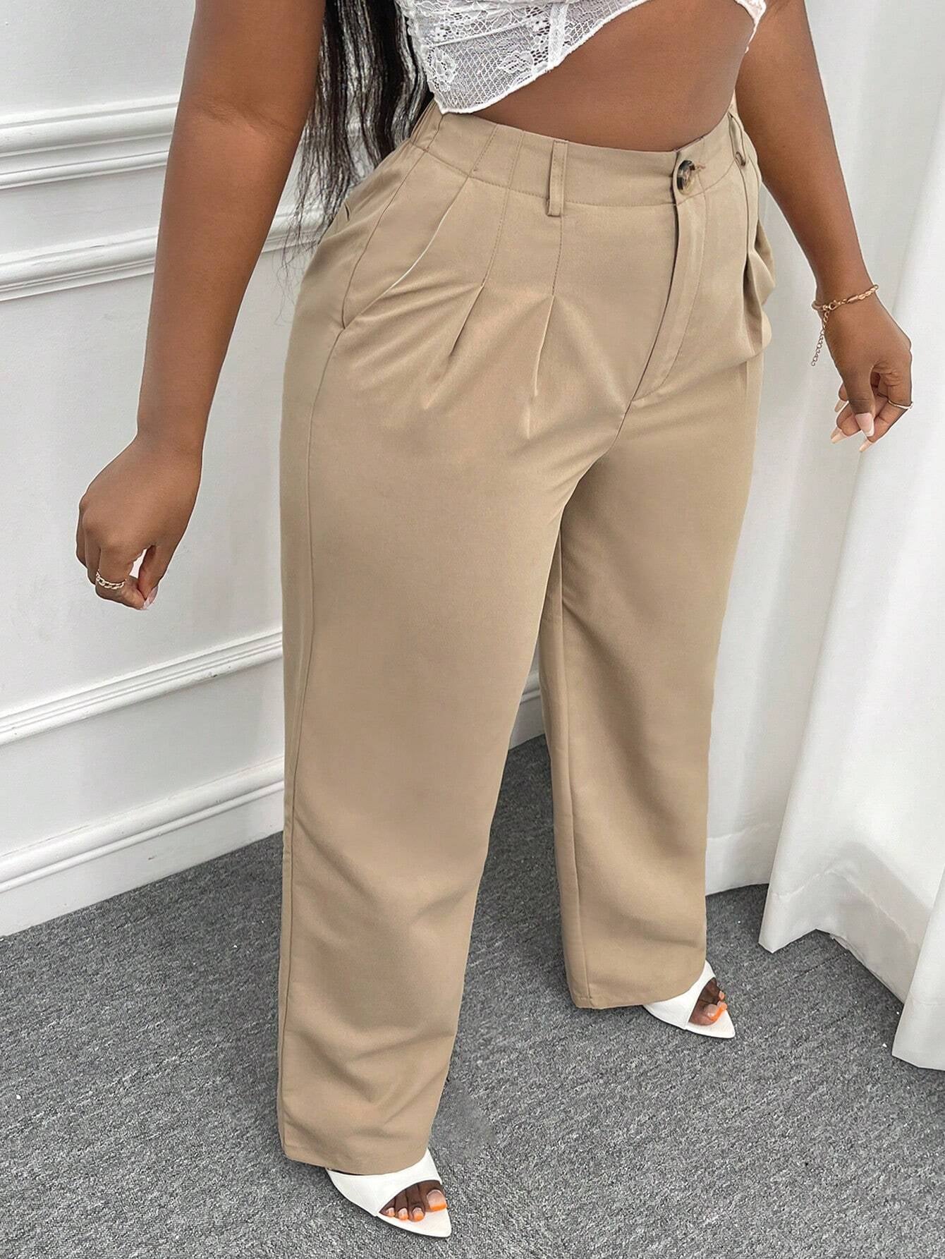 Slaydiva Solid Slant Pocket Straight Leg Pants