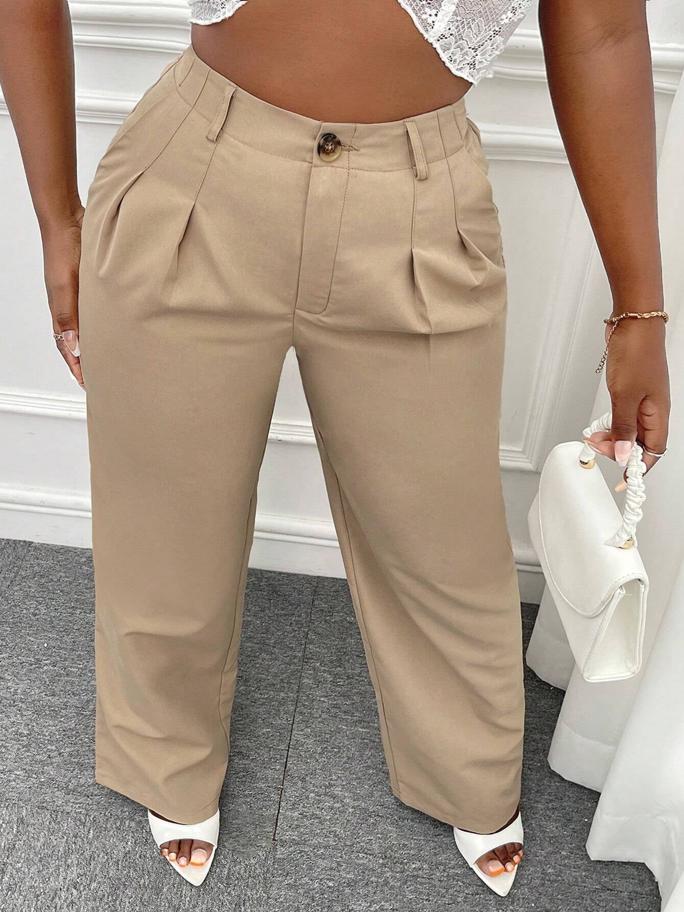 Slaydiva Solid Slant Pocket Straight Leg Pants