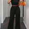 Slaydiva Casual Sports Sexy Fitted Orange Wide Leg Women Two-Piece Set